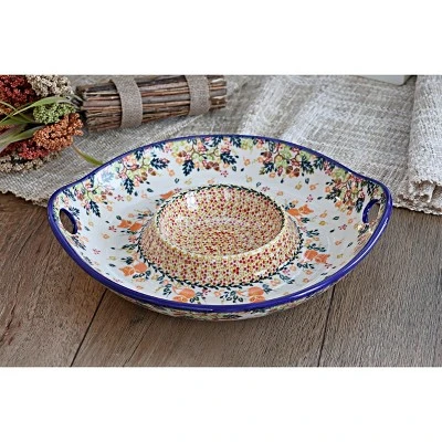 Blue Rose Polish Pottery Forest Friends Chip & Dip Plate 3 Blue Rose Polish Pottery Forest Friends Chip & Dip Plate