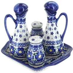 Blue Rose Polish Pottery 41 Vena Table Accessory Set