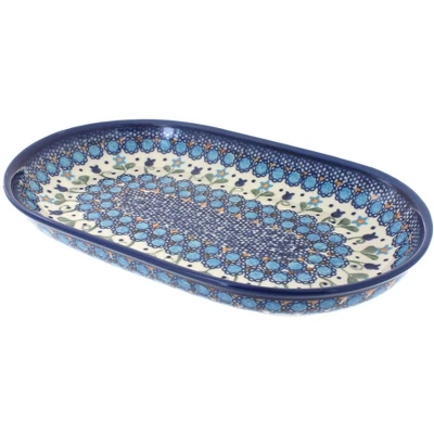 Blue Rose Polish Pottery 117 Vena Medium Dish 7 Blue Rose Polish Pottery 117 Vena Medium Dish - Image 5