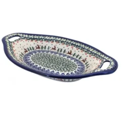 Blue Rose Polish Pottery 110 Vena Bread Tray With Handles -Blue Rose Pottery Store GUEST 75e35f16 d0bc 47ec 9622 fb27c775a211