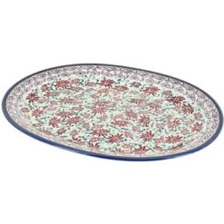 Blue Rose Polish Pottery Zaklady Large Oval Serving Platter