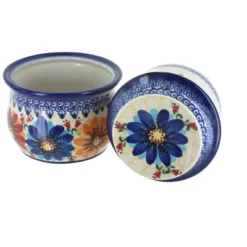 Blue Rose Polish Pottery 549 Vena French Butter Dish