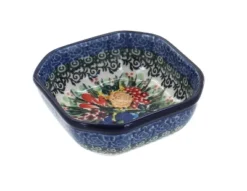 Blue Rose Polish Pottery 516 Ceramika Artystyczna Small Square Dish