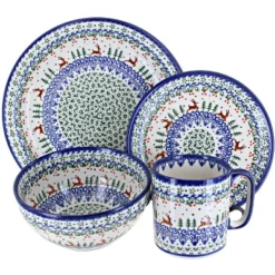 Blue Rose Polish Pottery Vena Dinnerware (16 PC) -Blue Rose Pottery Store GUEST 78b28f00 1309 48f7 97f9 d462eee7b8f7