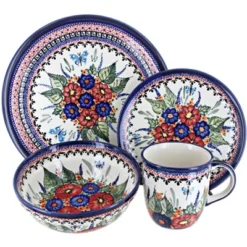 Blue Rose Polish Pottery Zaklady Dinnerware (16 PC) -Blue Rose Pottery Store GUEST 7b94b72e ba31 4570 be0a d2fe42ca2fce