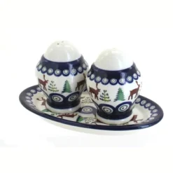 Blue Rose Polish Pottery 1282 Zaklady Salt & Pepper Shakers With Plate -Blue Rose Pottery Store GUEST 7c9da654 7dbe 4d37 a7e1 dd69a12f2654