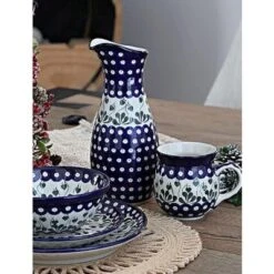 Blue Rose Polish Pottery D18 Ceramika Artystyczna Water Carafe