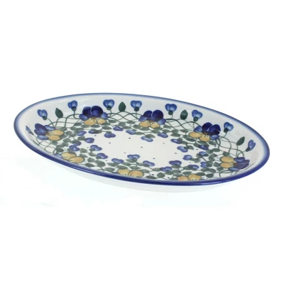 Blue Rose Polish Pottery 13K WR Unikat Oval Dish 3 Blue Rose Polish Pottery 13K WR Unikat Oval Dish