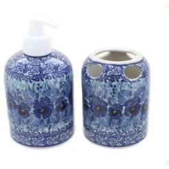 Blue Rose Polish Pottery 573 Ceramika Artystyczna Soap Dispenser & Toothbrush Holder -Blue Rose Pottery Store GUEST 8371c5ac e22b 4459 9699 69f39acf4a87