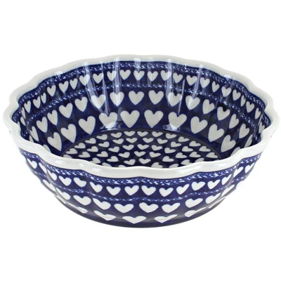 Blue Rose Polish Pottery 1278 Zaklady Medium Scallop Bowl 10 Blue Rose Polish Pottery 1278 Zaklady Medium Scallop Bowl - Image 8