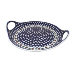 Blue Rose Polish Pottery 1333 Zaklady Round Serving Tray With Handles -Blue Rose Pottery Store GUEST 84898d02 63fd 49eb 8ac0 667cc97fcfd6