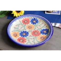Blue Rose Polish Pottery 136 Vena Large Round Platter