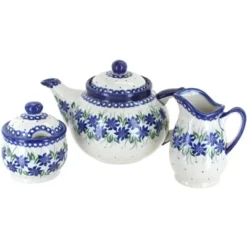 Blue Rose Polish Pottery 1700 Vena 3 Piece Tea Set -Blue Rose Pottery Store GUEST 870c7a40 ea3b 4e91 ac21 f976f5ddce1b