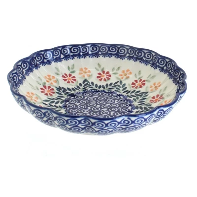 Blue Rose Polish Pottery M101 Manufaktura Medium Scallop Bowl 4 Blue Rose Polish Pottery M101 Manufaktura Medium Scallop Bowl - Image 2