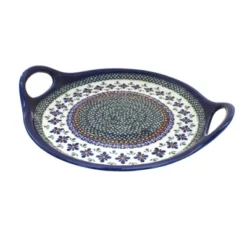 Blue Rose Polish Pottery 1333 Zaklady Round Serving Tray With Handles -Blue Rose Pottery Store GUEST 8bc8cad2 bd2f 4b3a b422 f1ba1af91e97
