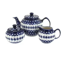 Blue Rose Polish Pottery 5960 Zaklady 3 PC Tea Set