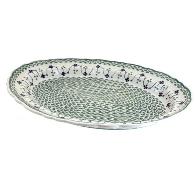 Blue Rose Polish Pottery P165 Manufaktura Large Oval Serving Platter 6 Blue Rose Polish Pottery P165 Manufaktura Large Oval Serving Platter - Image 4