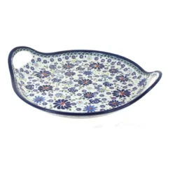 Blue Rose Polish Pottery 1333 Zaklady Round Serving Tray With Handles -Blue Rose Pottery Store GUEST 9000dabe 37bb 4d56 819a 96cea249c98c