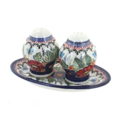 Blue Rose Polish Pottery 1282 Zaklady Salt & Pepper Shakers With Plate -Blue Rose Pottery Store GUEST 93dbafb0 2970 4231 aa62 5b479cc3ca29