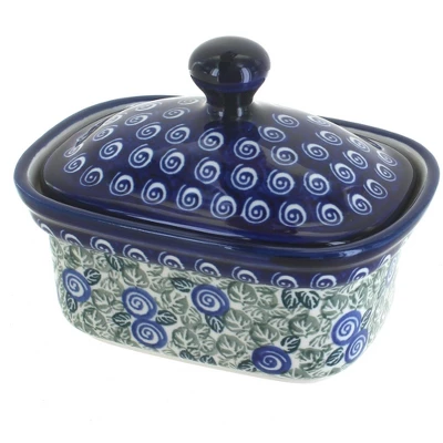 Blue Rose Polish Pottery 1188 Zaklady Butter Tub 11 Blue Rose Polish Pottery 1188 Zaklady Butter Tub - Image 9