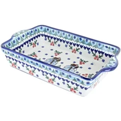 Blue Rose Polish Pottery 43D WR Unikat Loaf Baker With Handles -Blue Rose Pottery Store GUEST 95334b6b 8974 48be 9886 7df20e3327a2