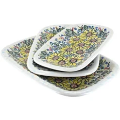 Blue Rose Polish Pottery 6200 Vena 3 Piece Rectangular Serving Set -Blue Rose Pottery Store GUEST 958302ad a264 42b6 ac62 ec8f4d2b7992