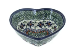 Blue Rose Polish Pottery 860-1 Zaklady Small Heart Bowl