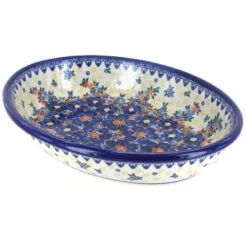 Blue Rose Polish Pottery 151 Vena Oval Baker
