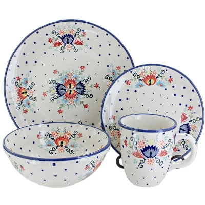 Blue Rose Polish Pottery Manufaktura Dinnerware (4PC) 6 Blue Rose Polish Pottery Manufaktura Dinnerware (4PC) - Image 4