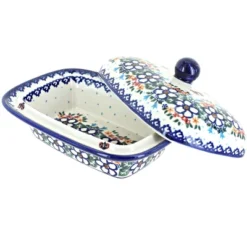 Blue Rose Polish Pottery 66 Vena Butter Tub