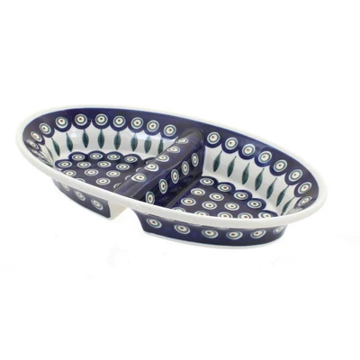 Blue Rose Polish Pottery 1280 Zaklady Divided Dish 5 Blue Rose Polish Pottery 1280 Zaklady Divided Dish - Image 3