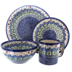 Blue Rose Polish Pottery Vena Dinnerware (4 PC) -Blue Rose Pottery Store GUEST 9acc3970 cda0 494f a86f 455b9033d82d