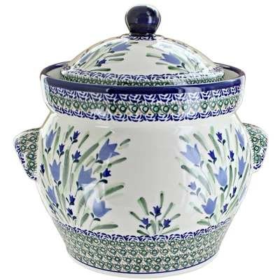 Blue Rose Polish Pottery 1127 Zaklady Large Container 4 Blue Rose Polish Pottery 1127 Zaklady Large Container - Image 2