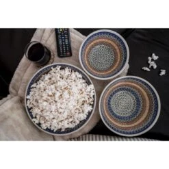 Blue Rose Polish Pottery 1400 Ceramika 3 Piece Serving Bowl Set