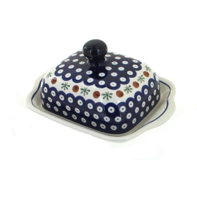 Blue Rose Polish Pottery 858 Zaklady Square Butter Dish 7 Blue Rose Polish Pottery 858 Zaklady Square Butter Dish - Image 5