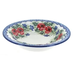 Blue Rose Polish Pottery 5F WR Unikat Soup Plate With Rim