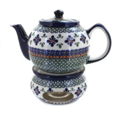 Blue Rose Polish Pottery 596-67 Zaklady Teapot With Warmer -Blue Rose Pottery Store GUEST a0910dae d771 4e0c 89c5 227d9050e9f4
