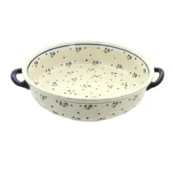 Blue Rose Polish Pottery 1455 Zaklady Round Casserole With Handles