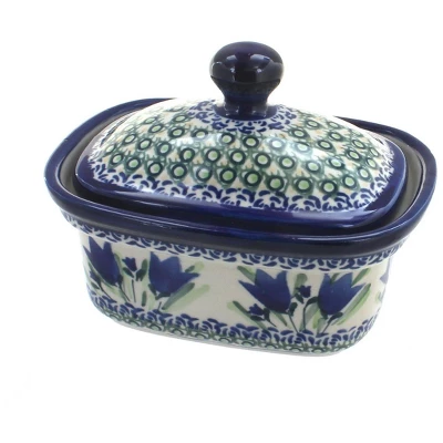 Blue Rose Polish Pottery 1188 Zaklady Butter Tub 3 Blue Rose Polish Pottery 1188 Zaklady Butter Tub