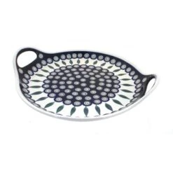 Blue Rose Polish Pottery 1333 Zaklady Round Serving Tray With Handles -Blue Rose Pottery Store GUEST a5514bd6 21a3 4cd1 9461 e2037b69b04c