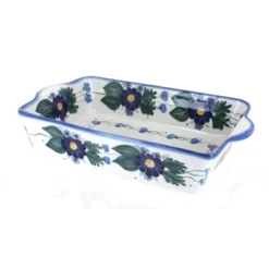 Blue Rose Polish Pottery 43D WR Unikat Loaf Baker With Handles