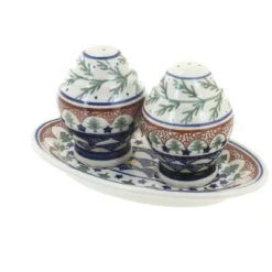 Blue Rose Polish Pottery 1282 Zaklady Salt & Pepper Shakers With Plate -Blue Rose Pottery Store GUEST a5c1356a edcc 4da9 808f d77e5da03c80