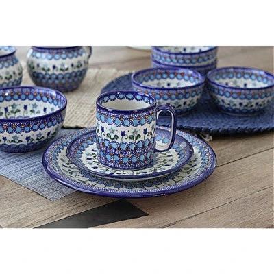 Blue Rose Polish Pottery Vena Dessert Plate 2 Blue Rose Polish Pottery Vena Dessert Plate