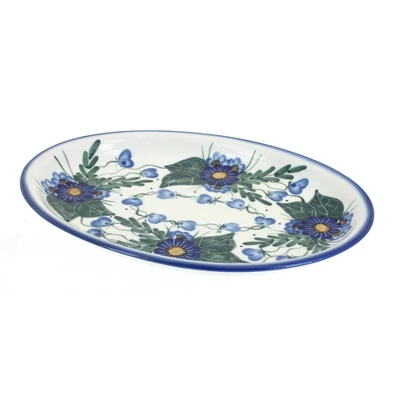 Blue Rose Polish Pottery 13K WR Unikat Oval Dish 4 Blue Rose Polish Pottery 13K WR Unikat Oval Dish - Image 2