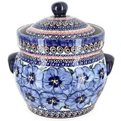 Blue Rose Polish Pottery Blue Art Small Canister