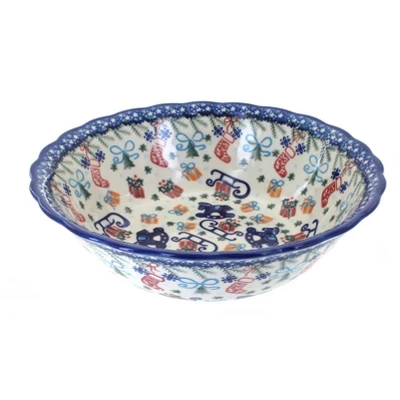 Blue Rose Polish Pottery 204 Vena Large Serving Bowl 8 Blue Rose Polish Pottery 204 Vena Large Serving Bowl - Image 6