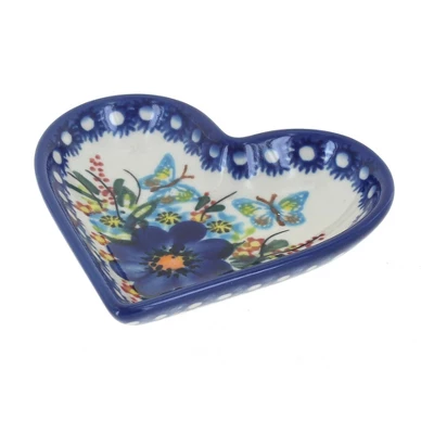 Blue Rose Polish Pottery 392 Vena Heart Dish 7 Blue Rose Polish Pottery 392 Vena Heart Dish - Image 5