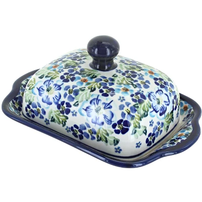 Blue Rose Polish Pottery 858 Zaklady Square Butter Dish 13 Blue Rose Polish Pottery 858 Zaklady Square Butter Dish - Image 11