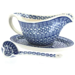 Blue Rose Polish Pottery 239-561 Ceramika Artystyczna Gravy Boat With Ladle -Blue Rose Pottery Store GUEST aeb989ba be0e 4c01 967f d775a3ca5383