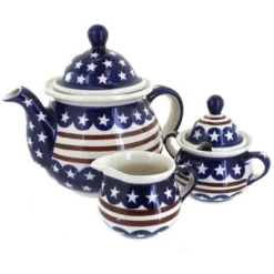 Blue Rose Polish Pottery 1700 Zaklady 3 Piece Tea Set -Blue Rose Pottery Store GUEST aff1b444 28ff 4691 a577 bc4125aae211